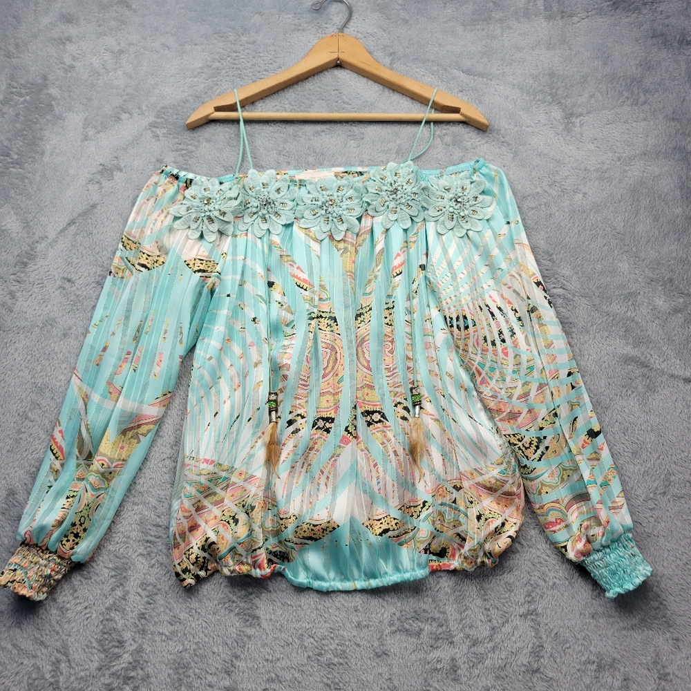 Casting Womens Blouse Size Large Sheer Made In France Romantic Luxe Bohemian